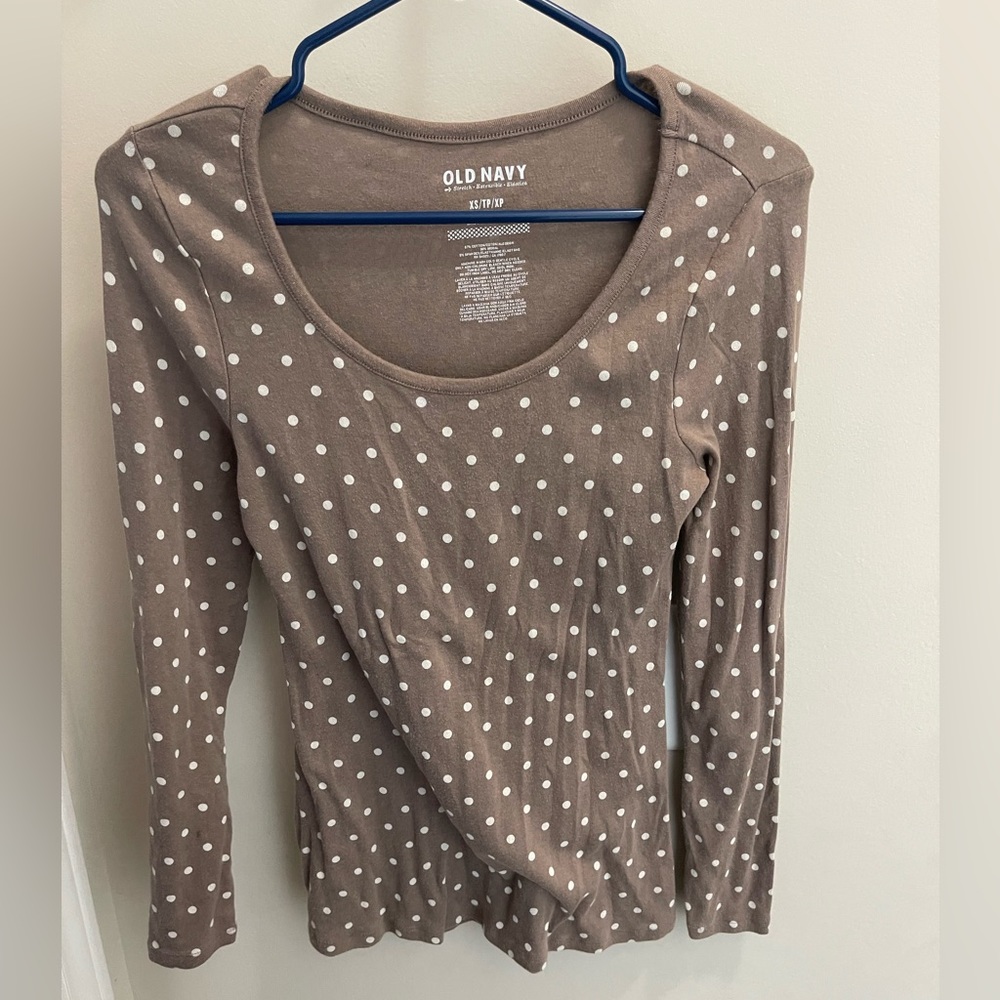 Womens Old Navy Polka Dot Long Sleeved Tee XS